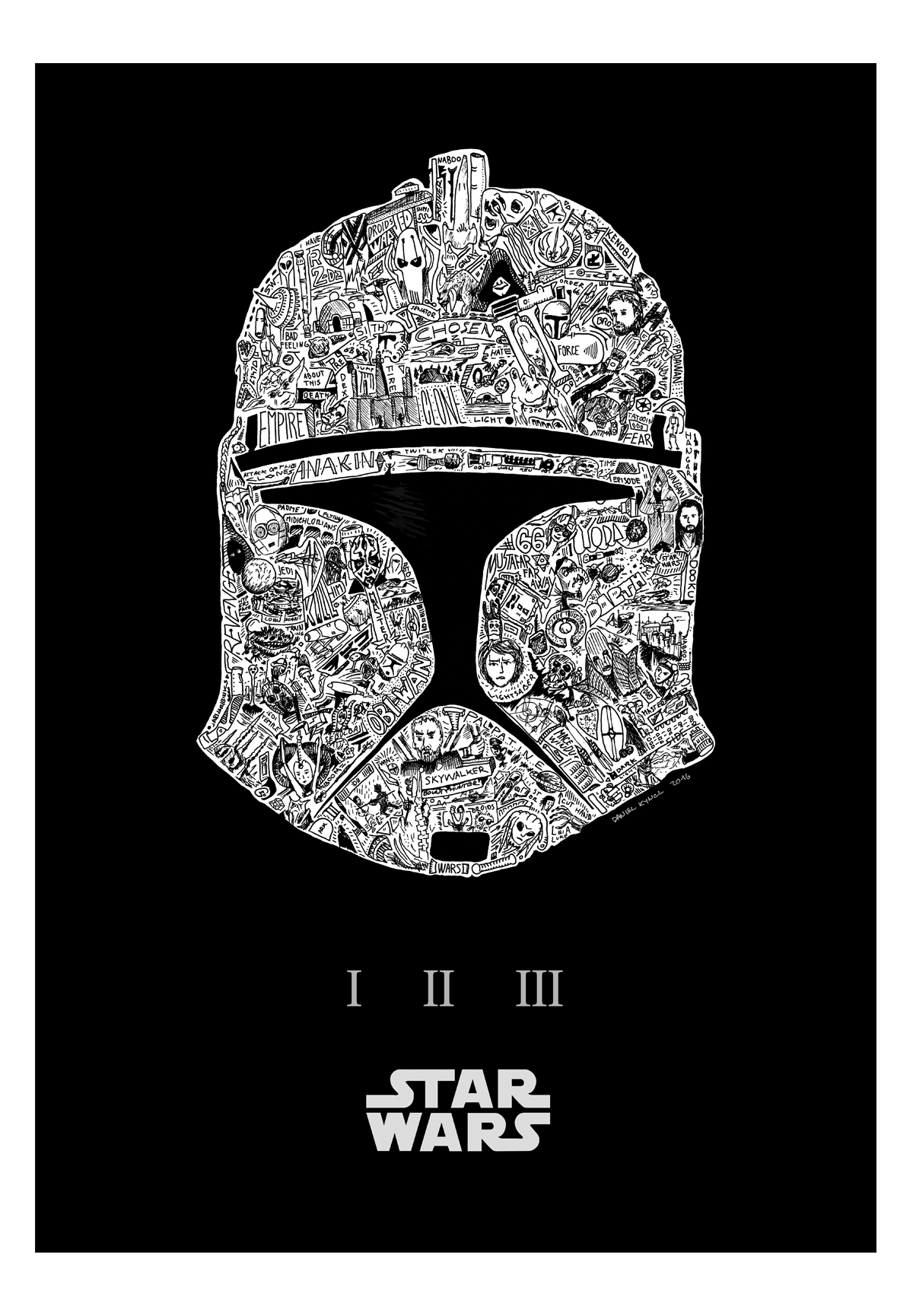 star wars poster doodle The Force Awakens trilogy