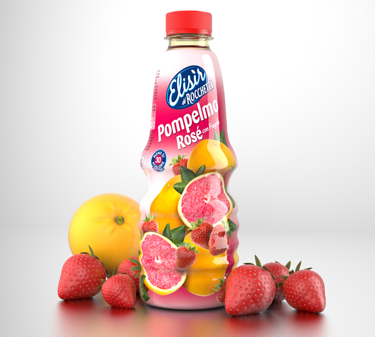 water drink 3ds max bottle orange strawberry lemon grapefruit vray Label tea Render elisir acqua Fruit