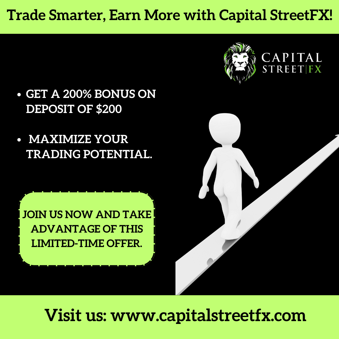 Don't miss out on this exclusive offer! Sign up now at www.capitalstreetfx.com and claim 200% Bonus.