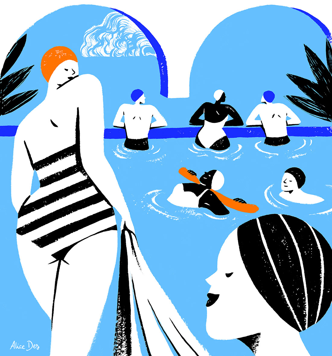 editorial glamour gouache hydrotherapy ILLUSTRATION  painting   THERMES