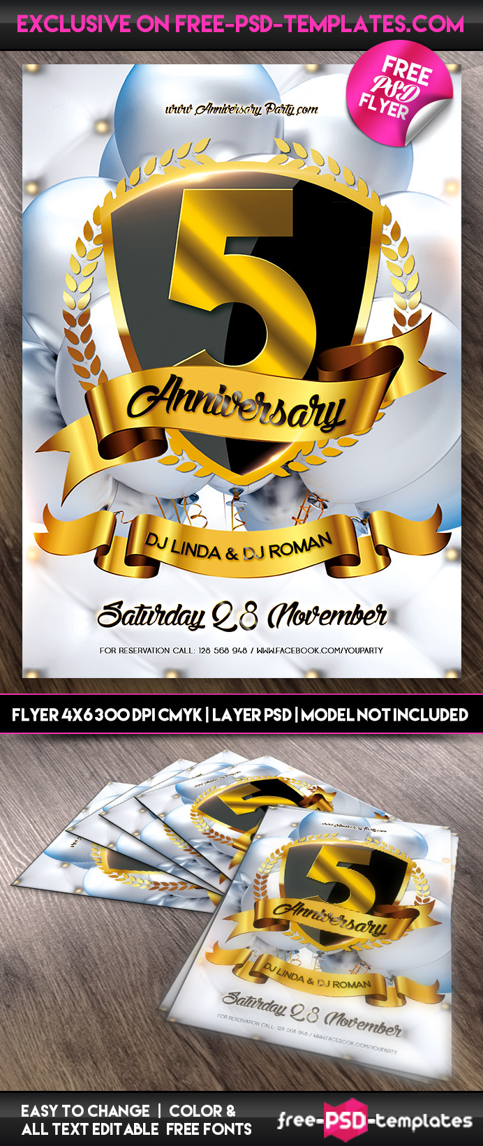 Anniversary Party – Free PSD Flyer Template on Behance Within Anniversary Flyer Template Free