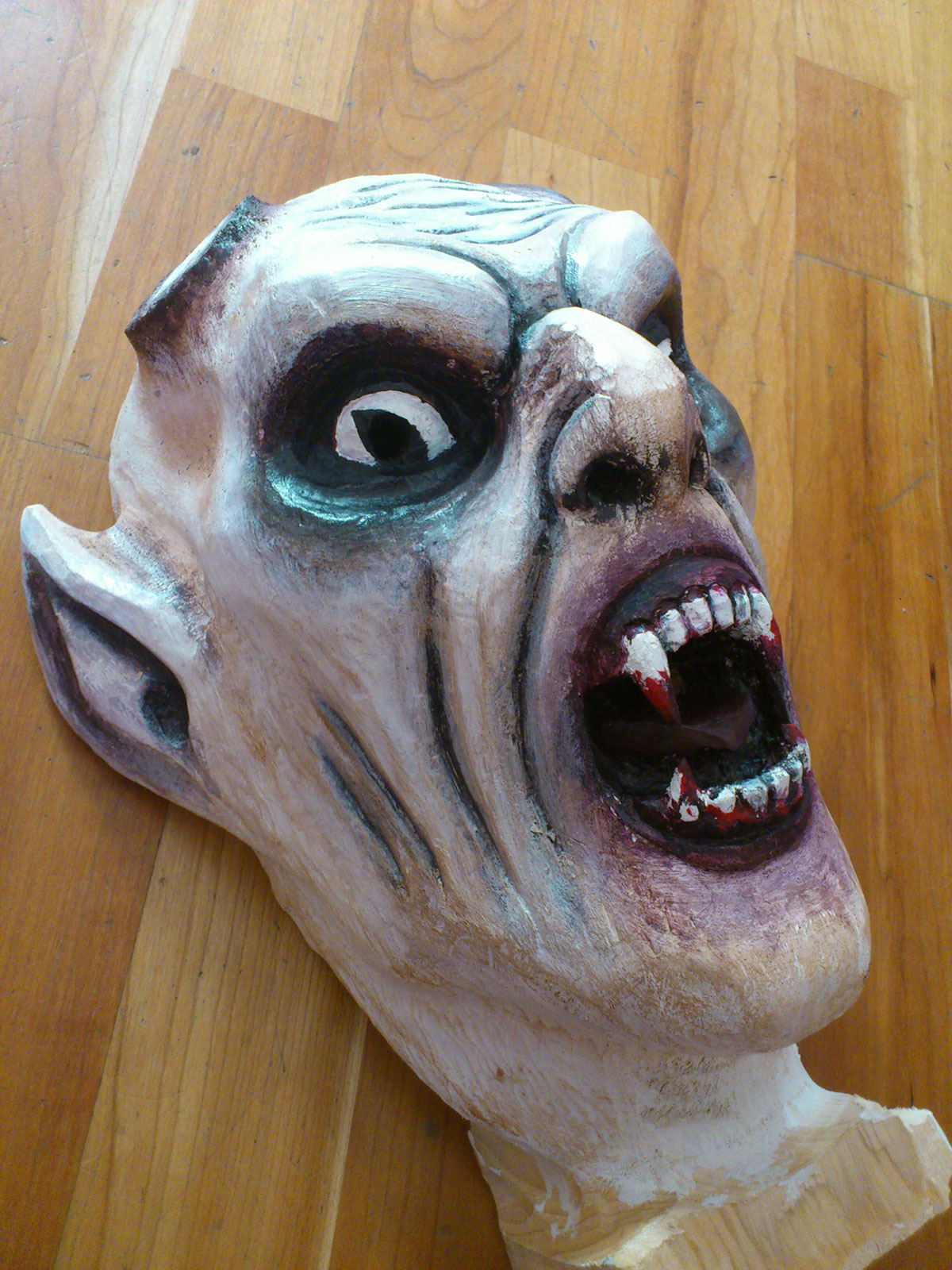 mask Make Up handmade Krampus devil costume craft Work  carving wood fear art design