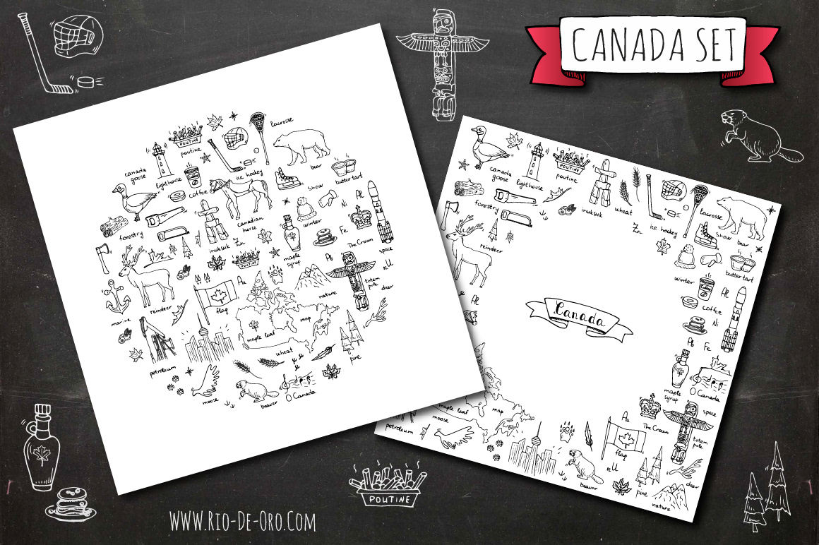 cartoon Canada Travel doodle vector art illusstration symbol Icon Toronto