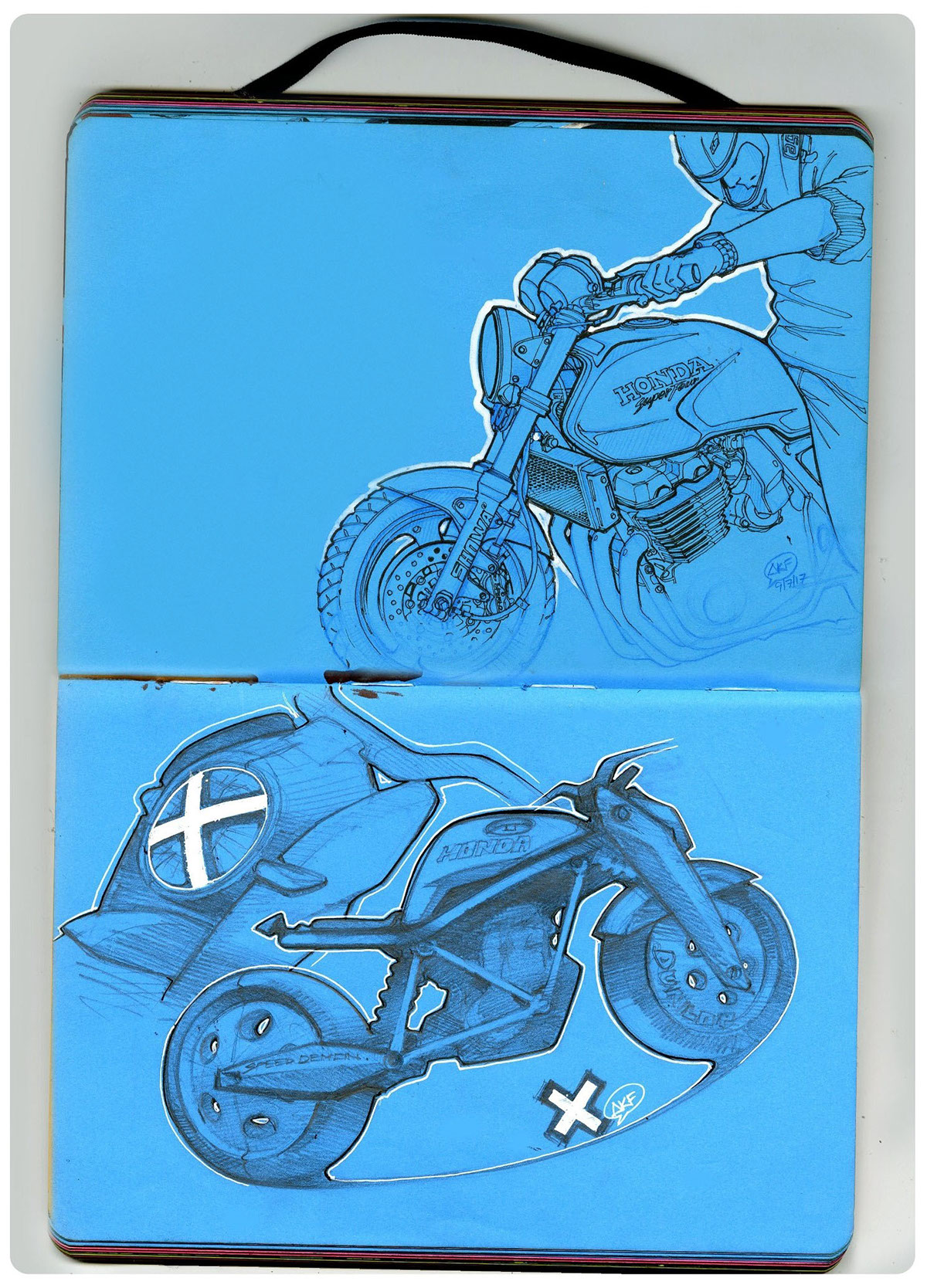 ILLUSTRATION  Drawing  sketchbook Ducati 848 kawasaki zx7r
