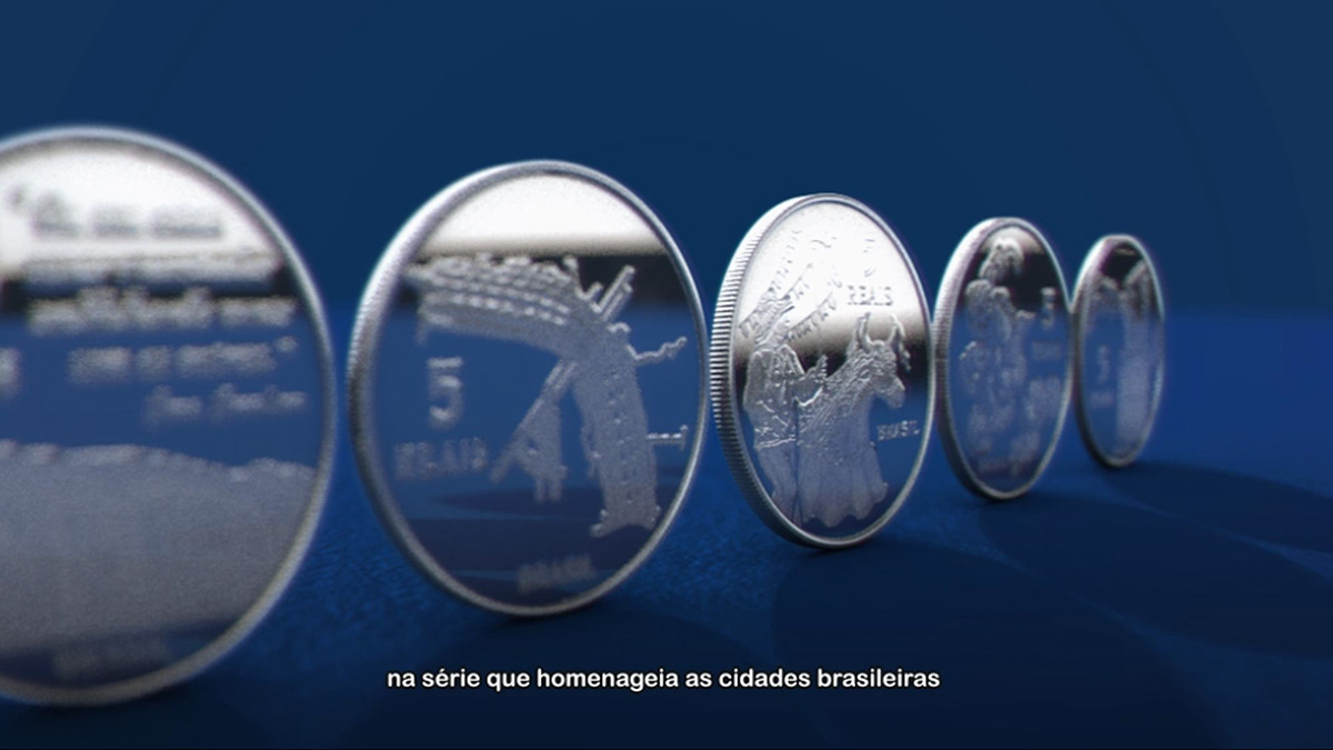 Commemorative coin são  luis maranhão central Bank Brazil 3D animation  silver