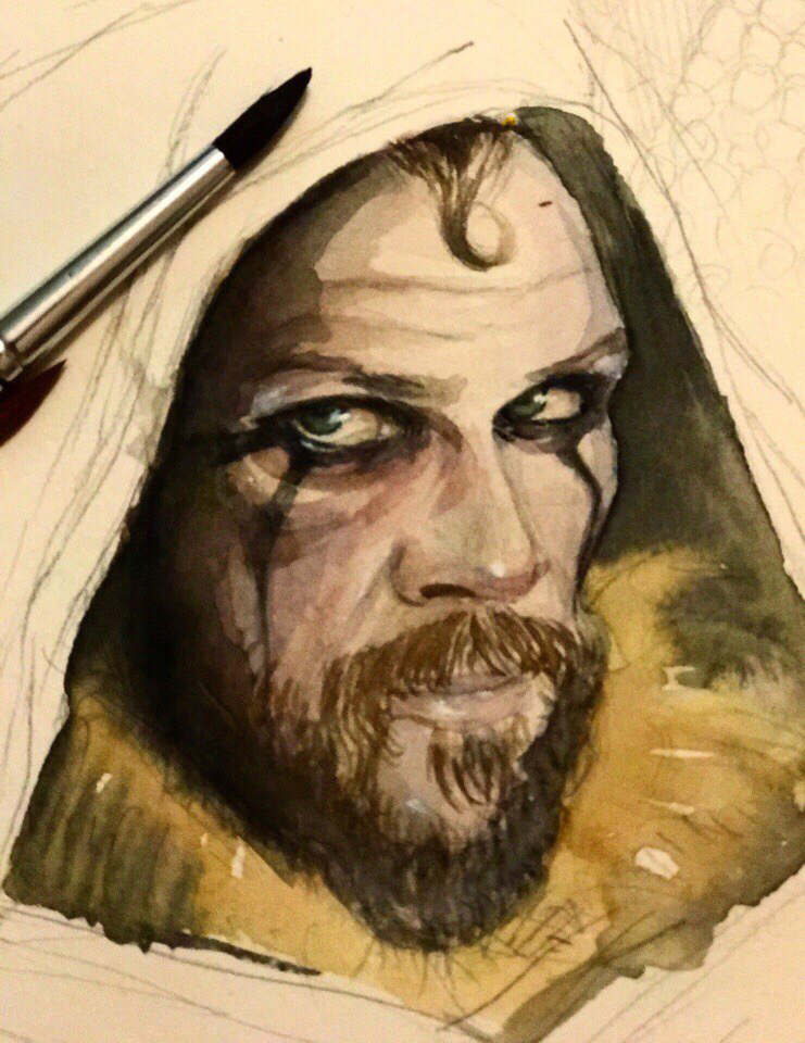 Ragnar Lothbrok watercolor portrait watercolor portrait Moscow Scandinavian Scandinavia Loki vikings