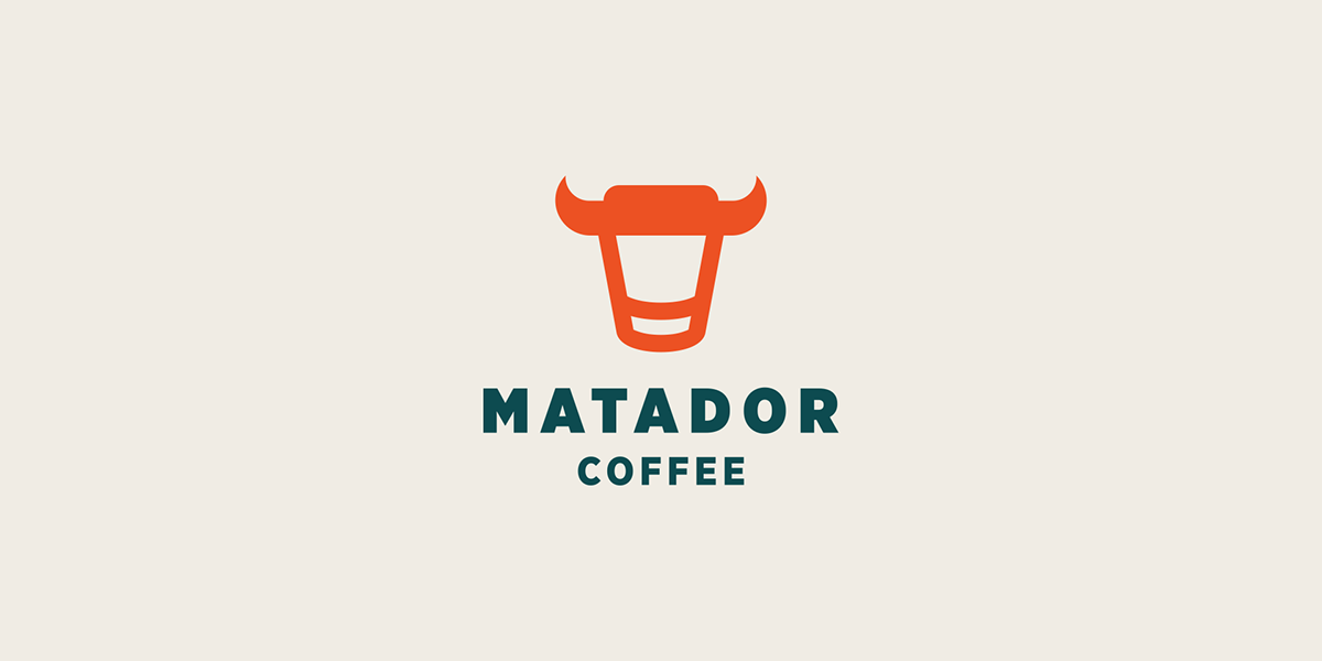 branding  bull cafe Coffee cup drink Horn identity logo matador