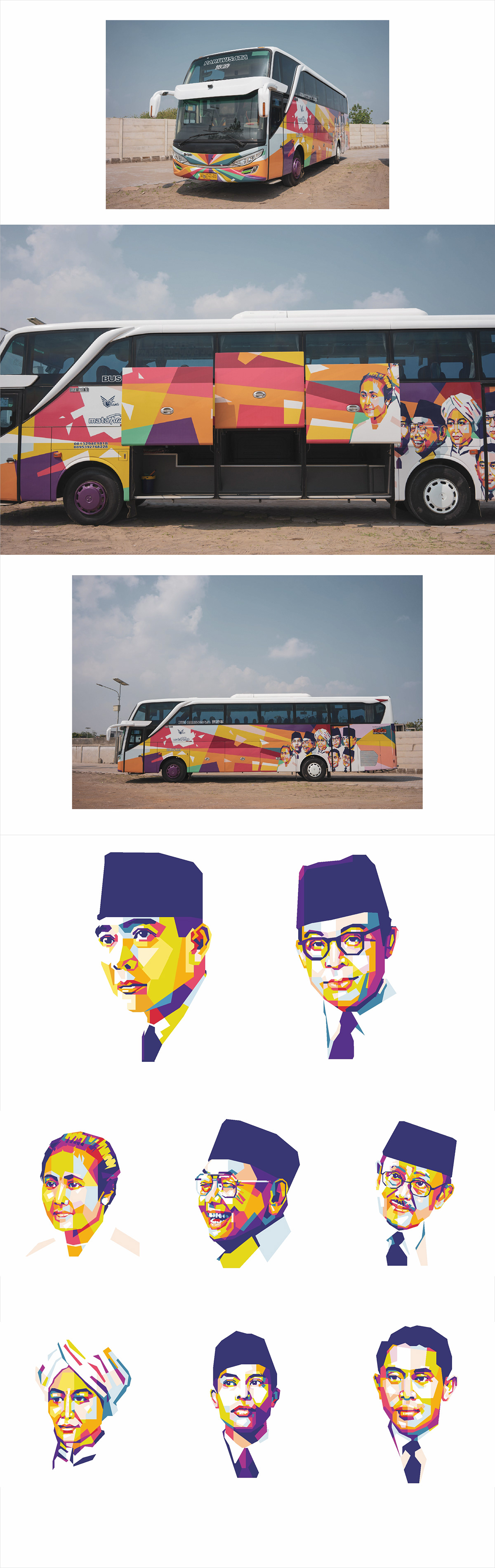 WPAP Pop Art sticker vector bus tourist vinyl heroes bus design