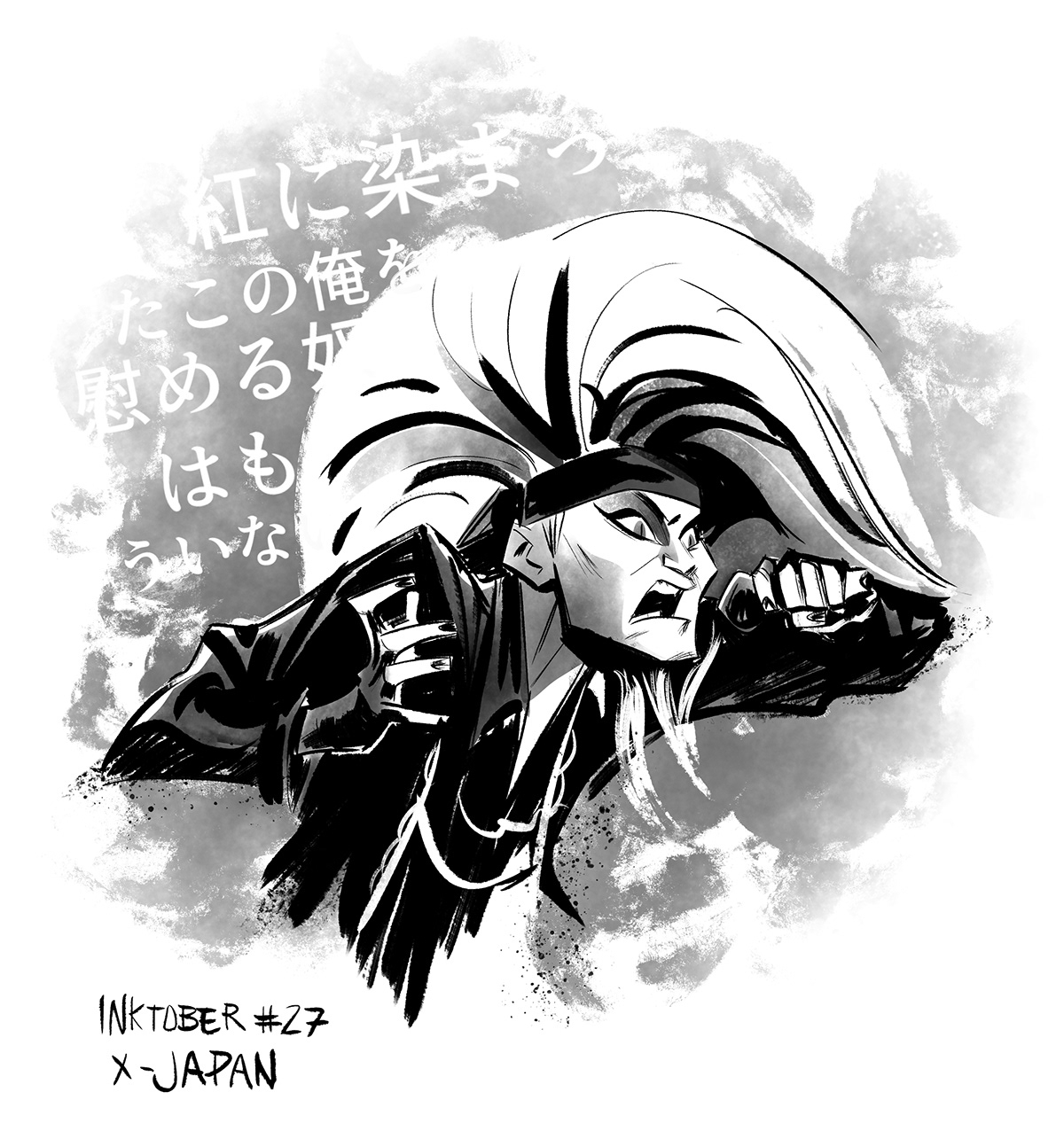 black and white Character design  comic Digital Art  heavy metal ILLUSTRATION  inktober metal music