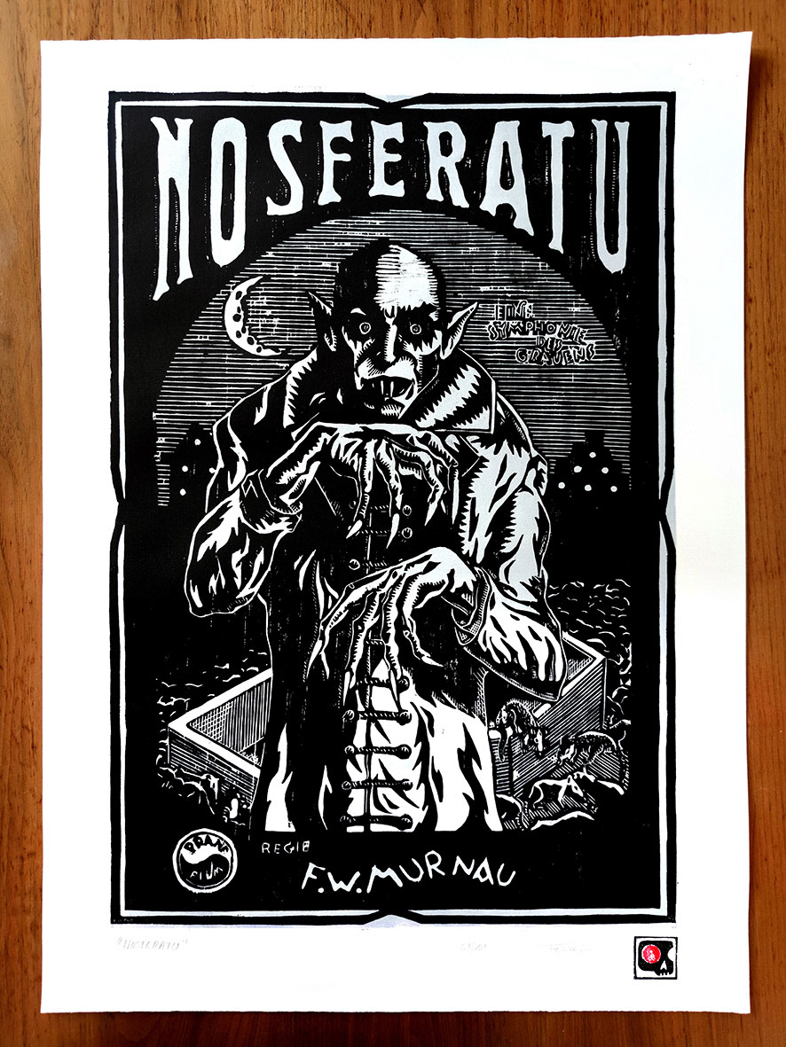 nosferatu vampire movie woodcut engraving artprint estampe alternative movie poster Woodcut Print xylogravure