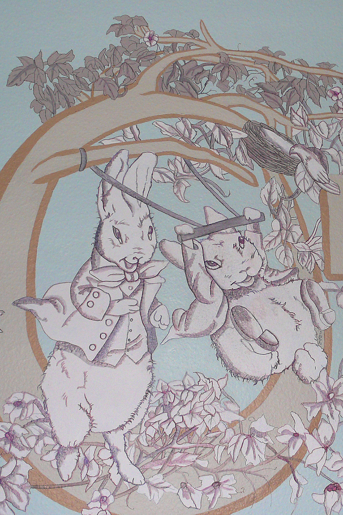 Murals children's murals Peter Rabbit daisy elephant playhouse noahs ark flower angel clouds ceiling car blimp trees lion