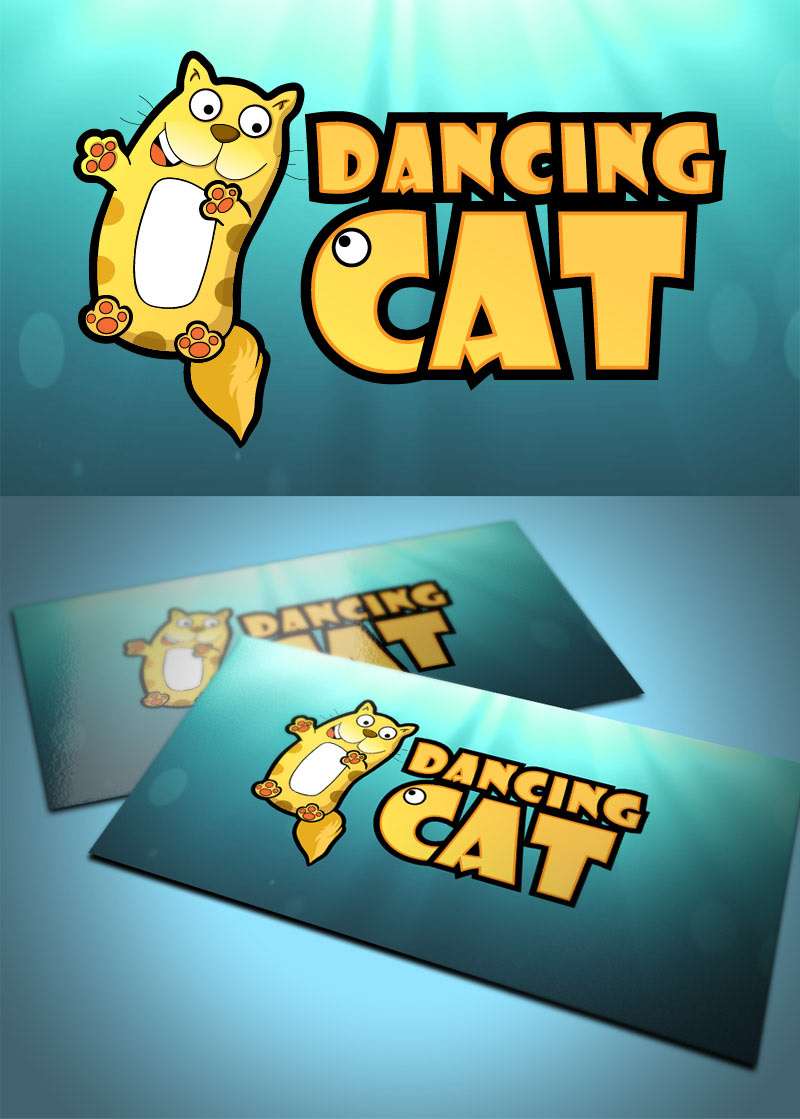 Cat Character cartoon dacing cute funny logo