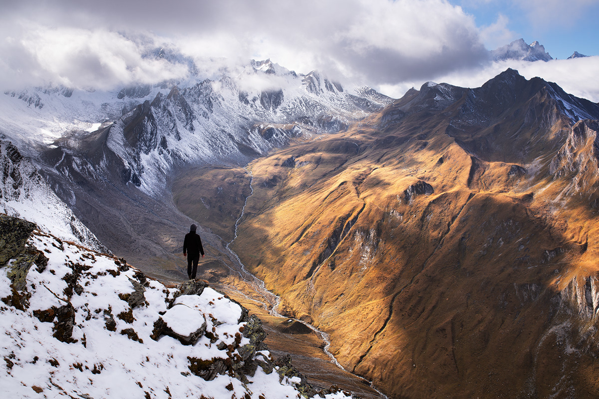 autumn glacier lake Landscape mountains Nature solitude reflection snow valley