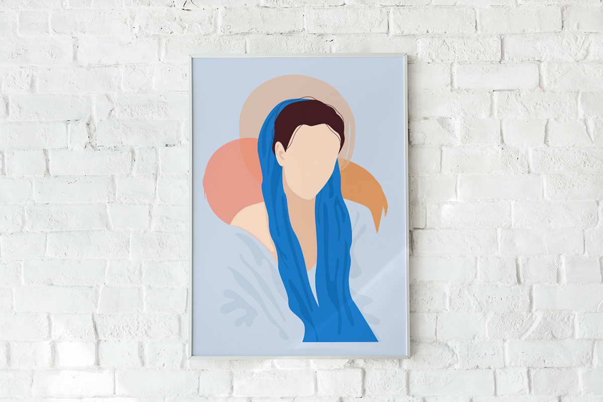 abstract adobe illustrator art faceless holy modern portrait vector woman