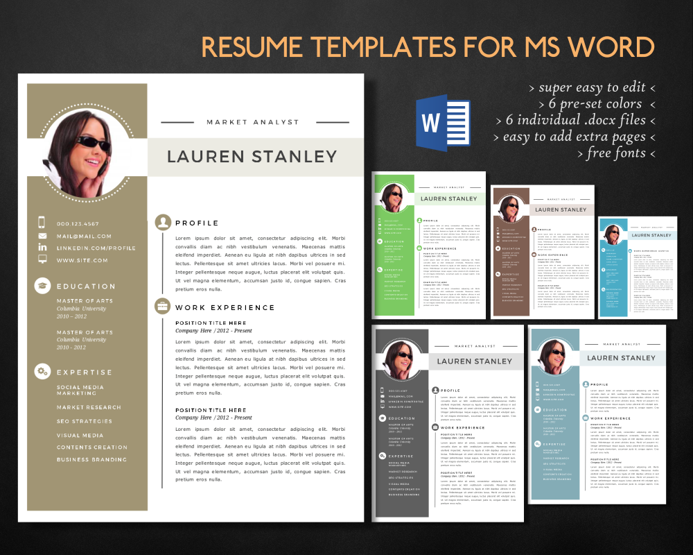 modern-resume word-resume diy-resume professional-resume resume-design resume-builder docx-resume curriculum-vitae cv-design cv-template resume-template easy-edit-resume