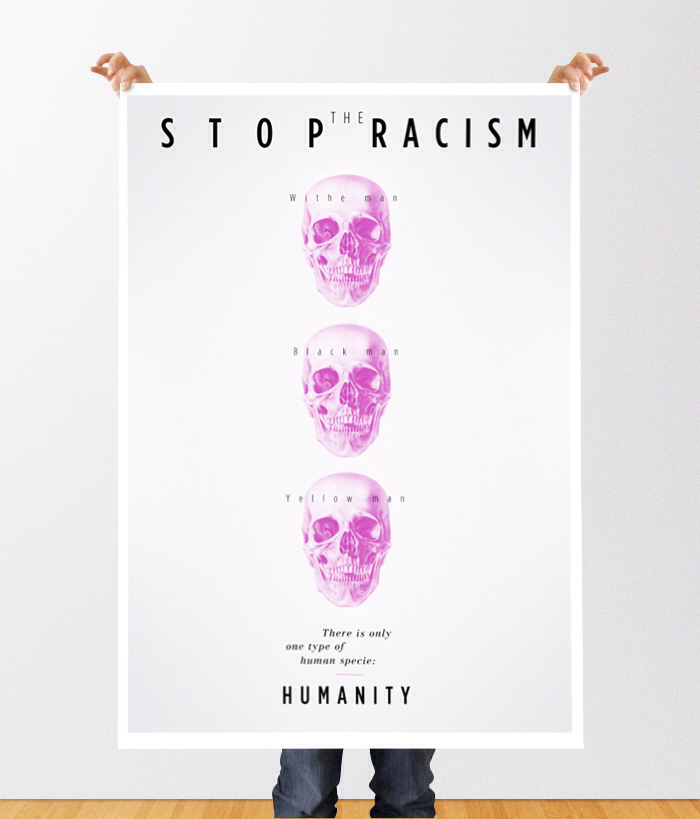 poster racism stop graphic black God skull ArtDirection fine art cross campaign razzismo digitalart pantone yellow