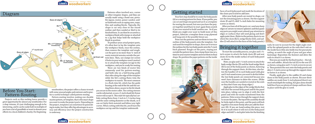 rocking horse two page spread building instructions InDesign