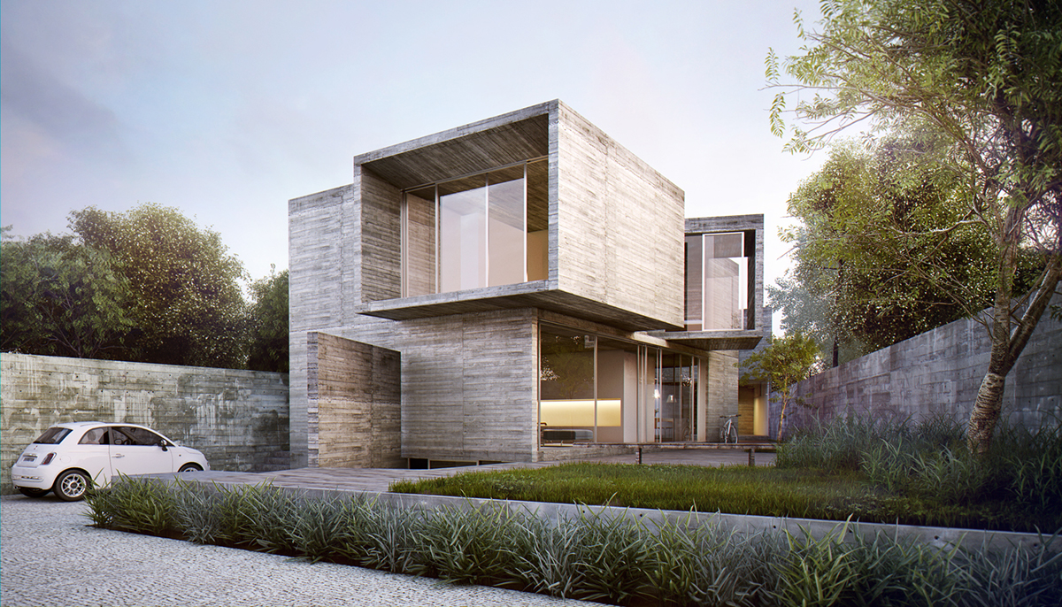 house concrete Brazil 3D architecture CGI visualization