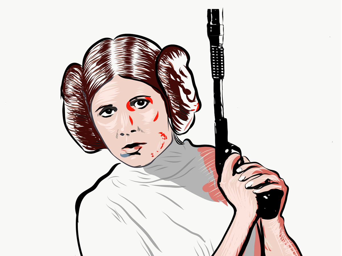 adobedraw star wars portrait vector fanart Carrie Fisher Princess Leia MakeItonMobile RIP rest in peace