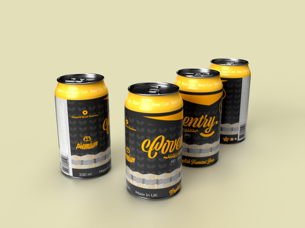 #3D #beer #BeerCan #Branding #can #coventry #England #factory #mockup #yellow