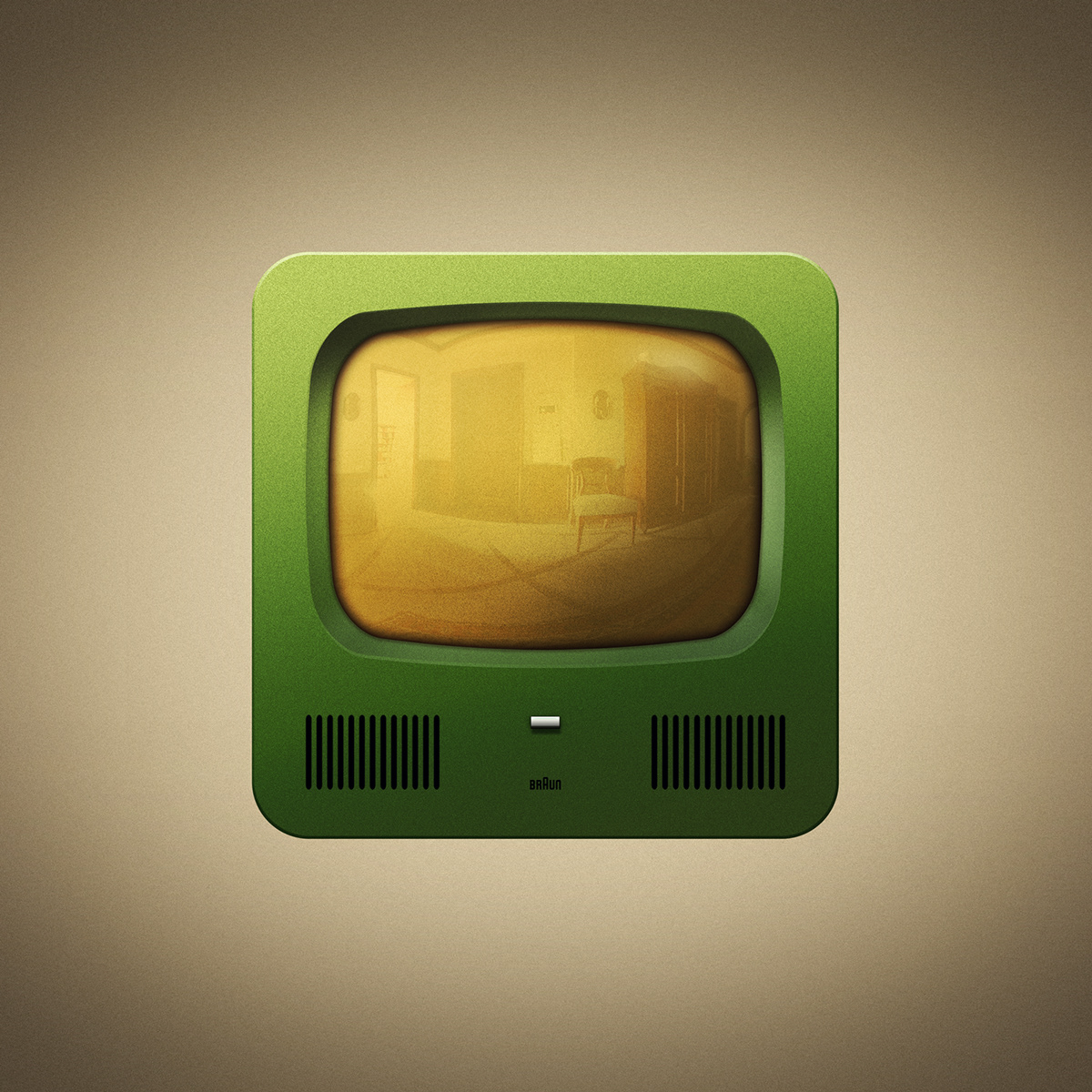 icon design  tv Retro ILLUSTRATION  TV button  button green braun vintage old lights television app Sony wood