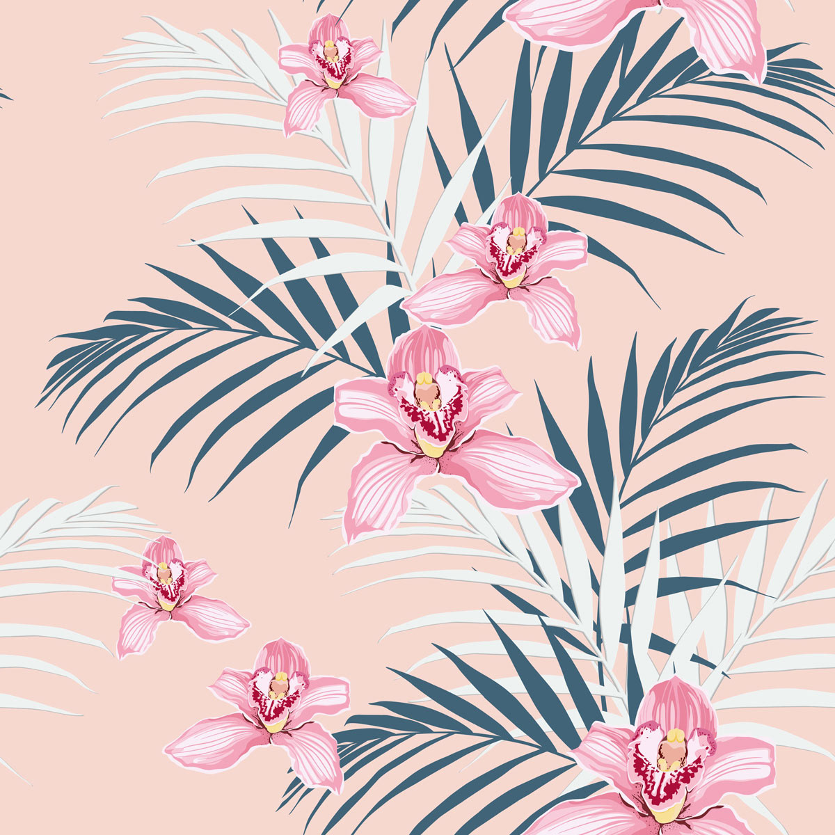 art background botanical Bouquet Tropical palm protea exotic textile