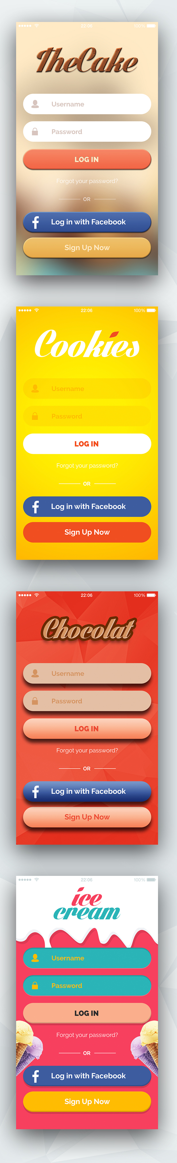 apps template psd UI kits colorfully login free mobile