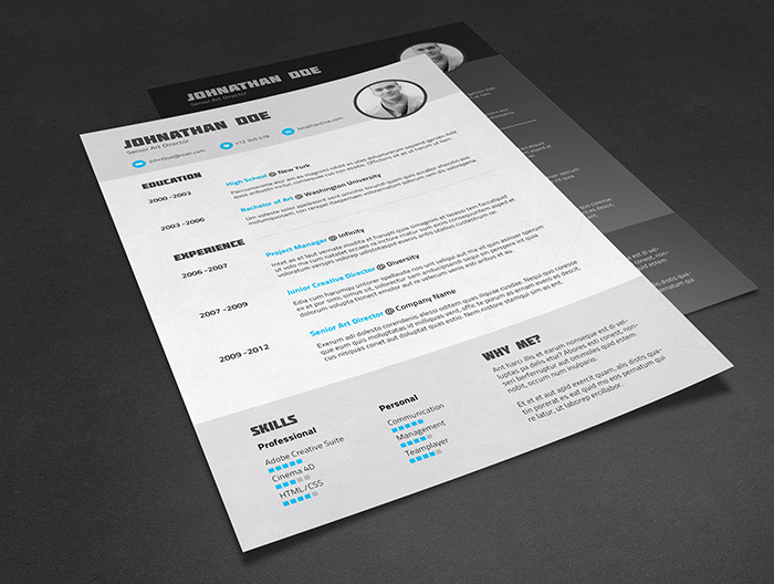 clean curriculum Vitae CV dark elegant InDesign light modern print professional Resume simple template