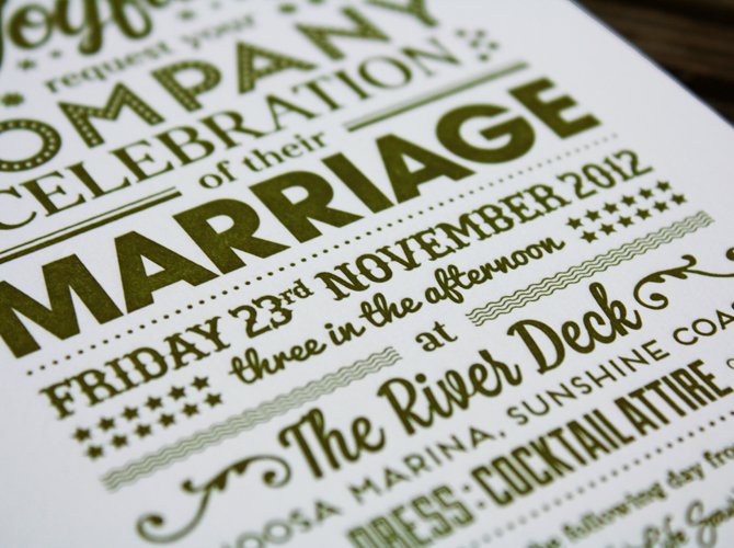 wedding invite type Invitation letterpress ellomatestudio print design typographic marriage