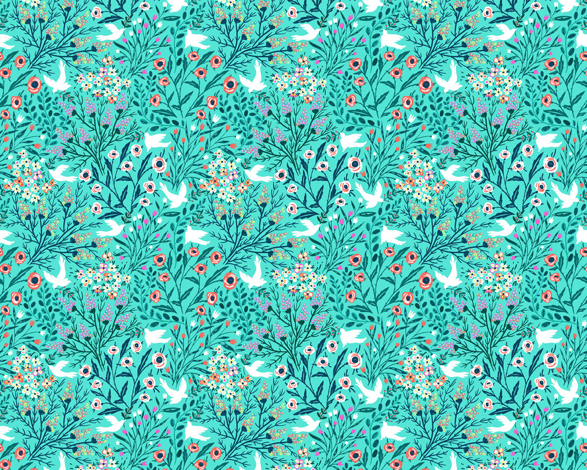 floral summer Nature flower bird art vector pattern seamless seamless pattern textile wallpaper