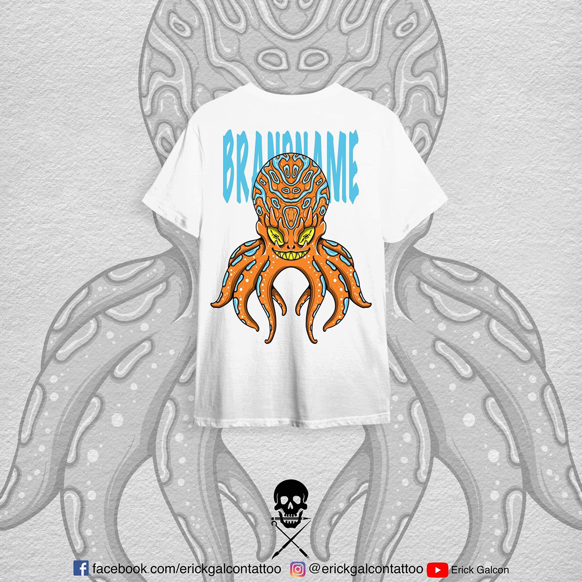 octopus t-shirt Tshirt Design Clothing apparel streetwear fashion design ILLUSTRATION  Digital Art  Graphic Designer