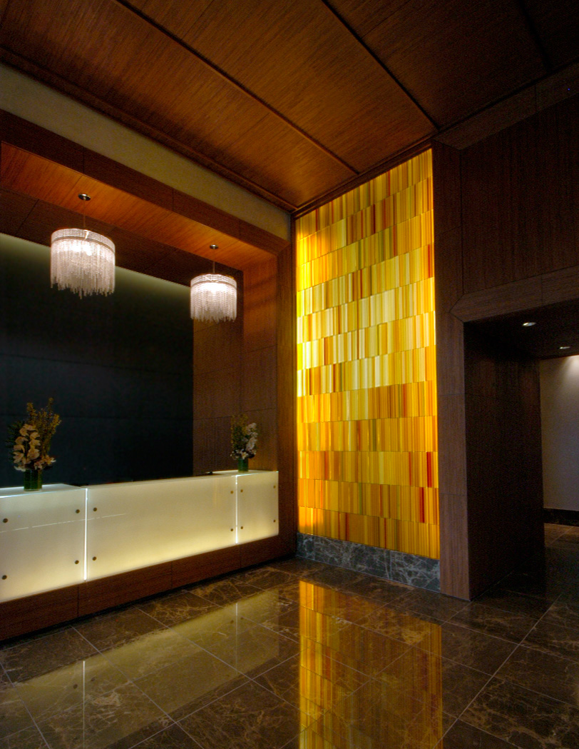 glass art architectural glass Amber stripes Backlit Glass art glass wall