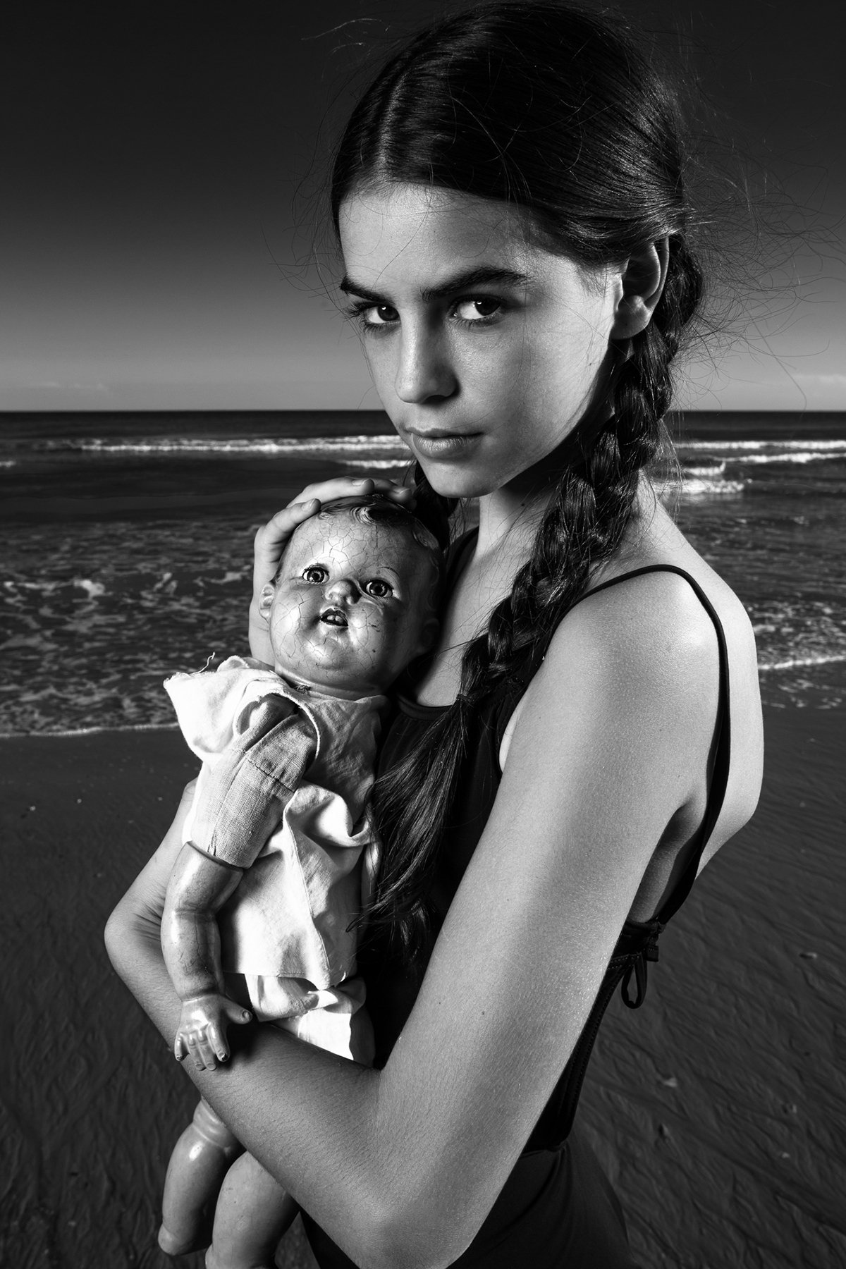 child children child model swimsuit gothic teen Fashion  beach editorial