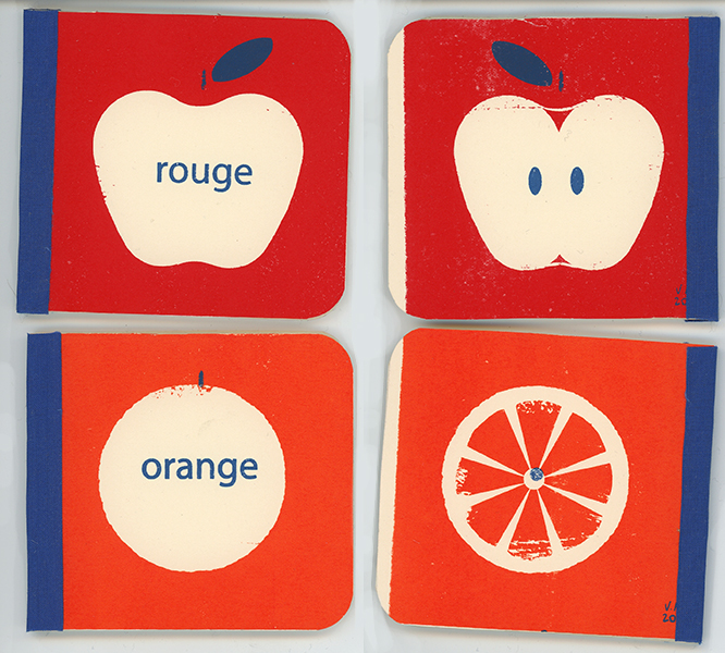 baby books colors screen print ink ABC alphabet orange red fruits yummy kids virginie morgand