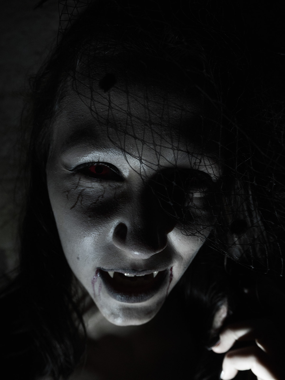 Halloween madness horror Scary model portrait mask angel demon ghost vampire