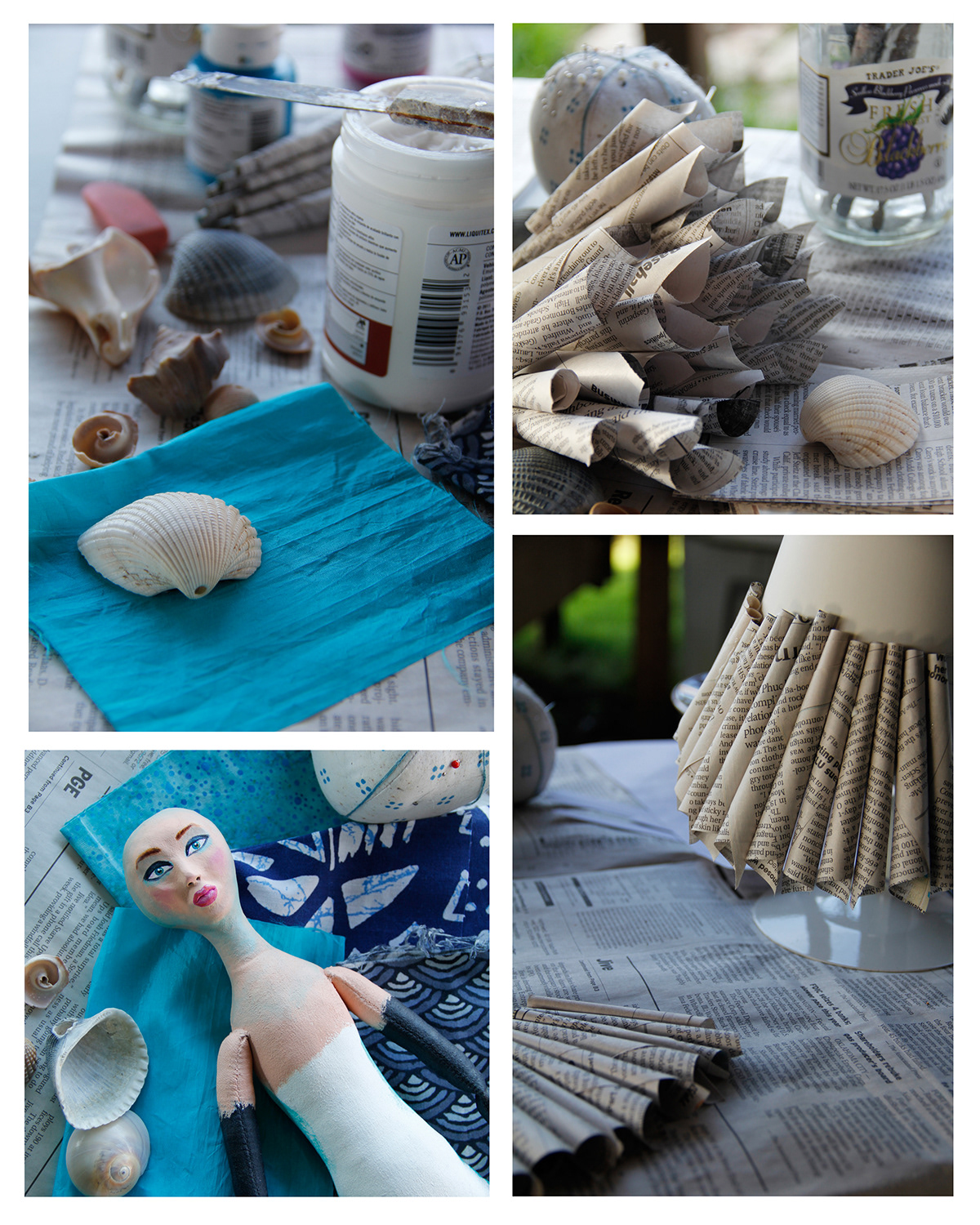 doll doll making ceto Ocean sea shells fashion design costuming clay fabric art doll