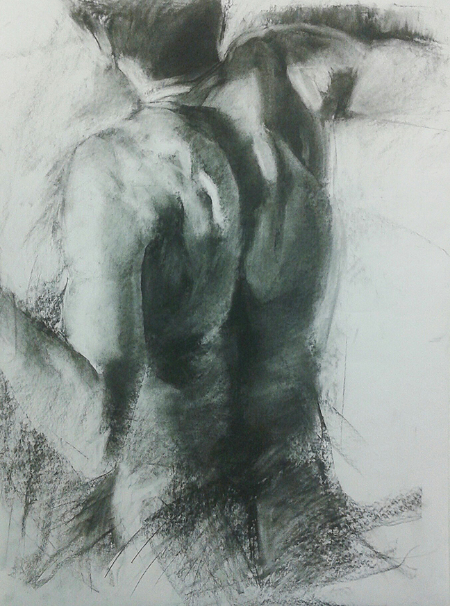anatomy Human Form studies charcoal back front muscles arms hands ribs