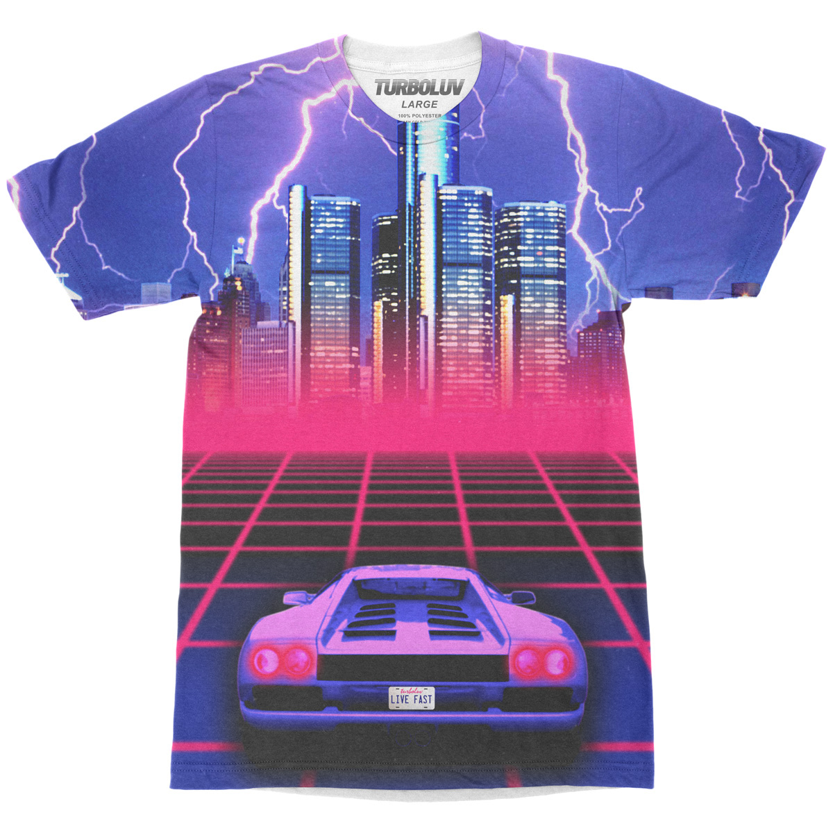 turboluv Clothing streetwear sublimation t-shirt allover digital Retro retrofuturism sci-fi 80's Cars