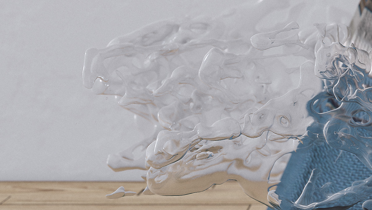 real flow Liquid Tipi CGI instalation art GI fisical render 35mm f0.9