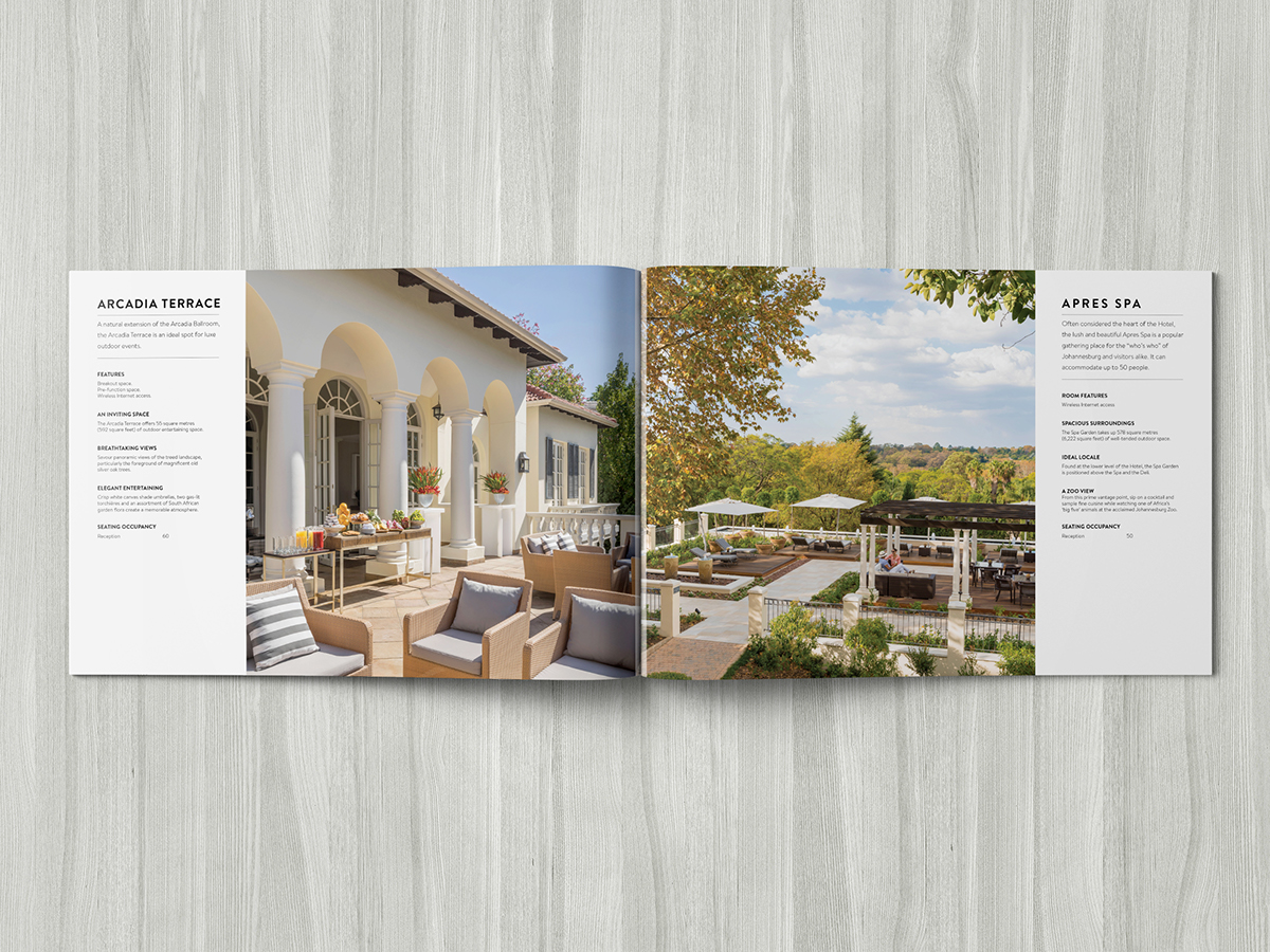 Four Seasons Hotel the westcliff venues brochure book design Layout editorial InDesign