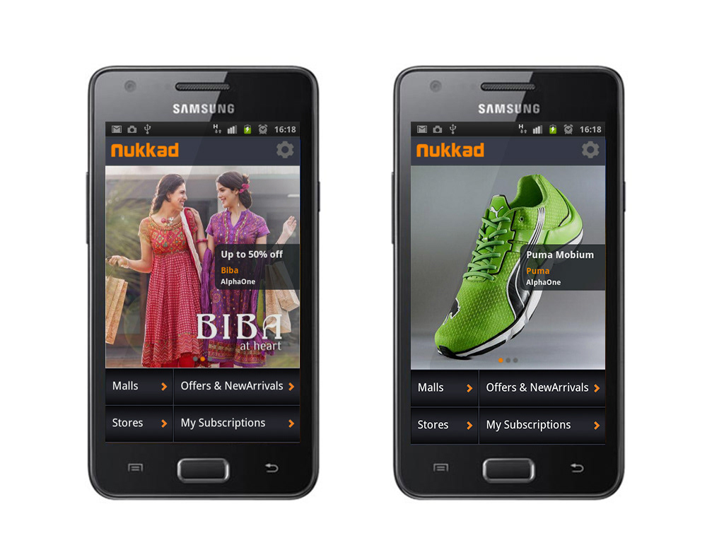 Shopping application  android user interface Mobile Application information offers Events discounts new arrivals Malls