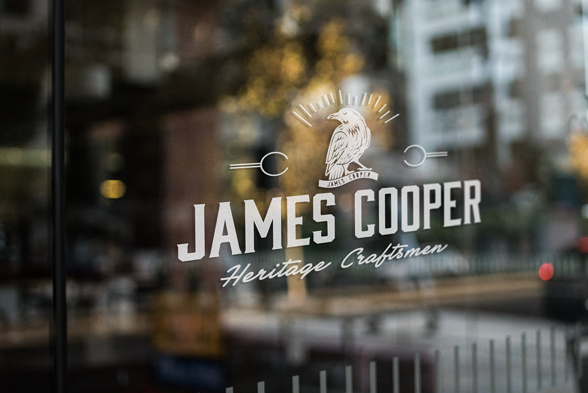 Diseño Logo indumentaria James Cooper Logotipo mockups vintage