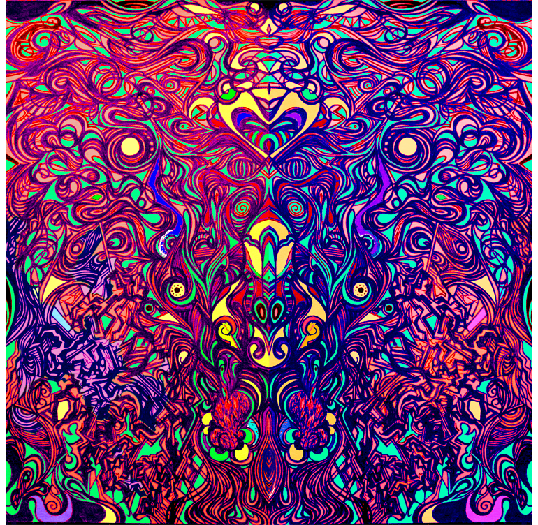 psychedelic trippy colorful pattern detailed intricate lines vibrant bright complex rediculous abstract surreal complicated fantasy