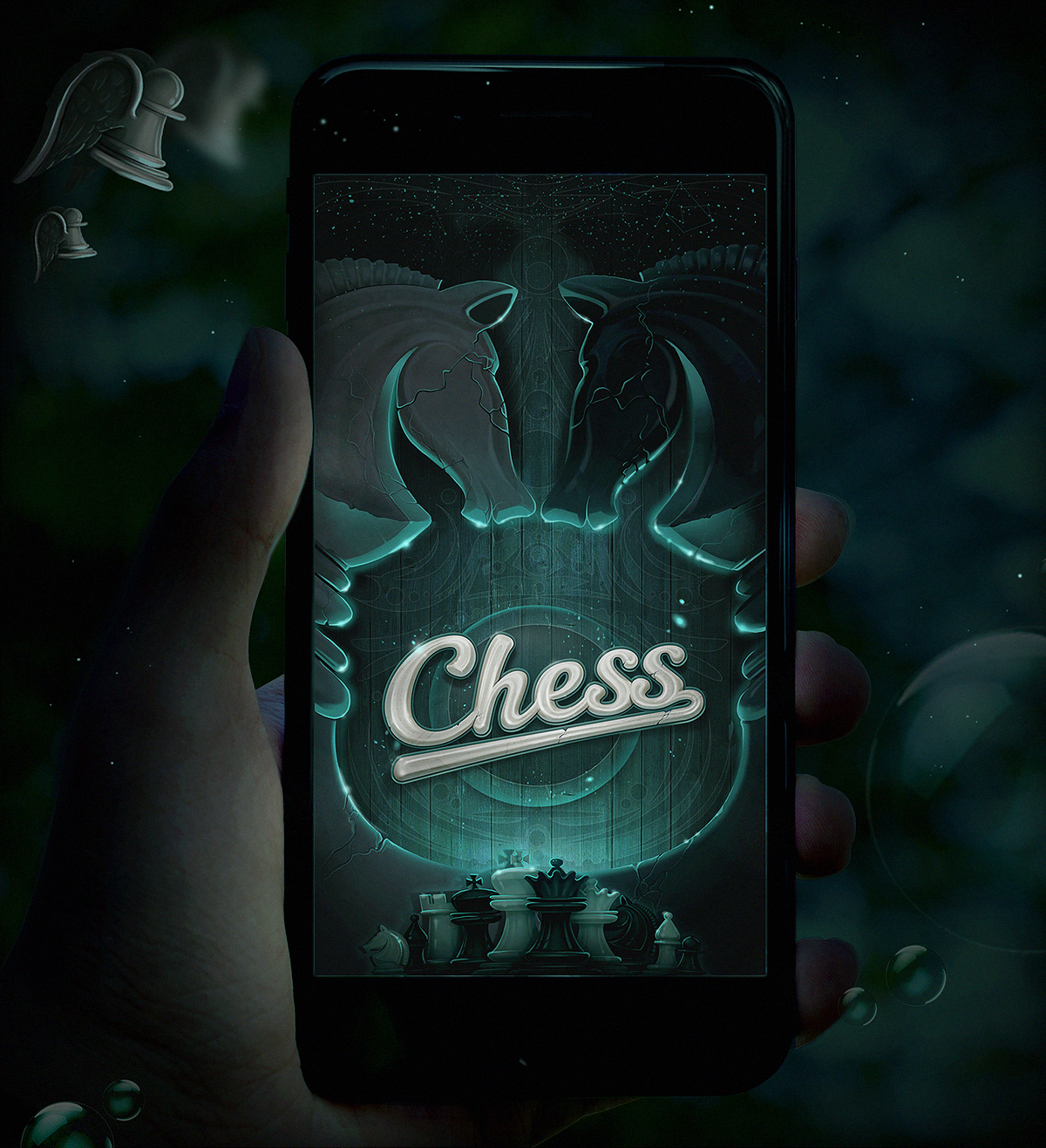 chess game GUI game concept UI chess game ILLUSTRATION  concept design