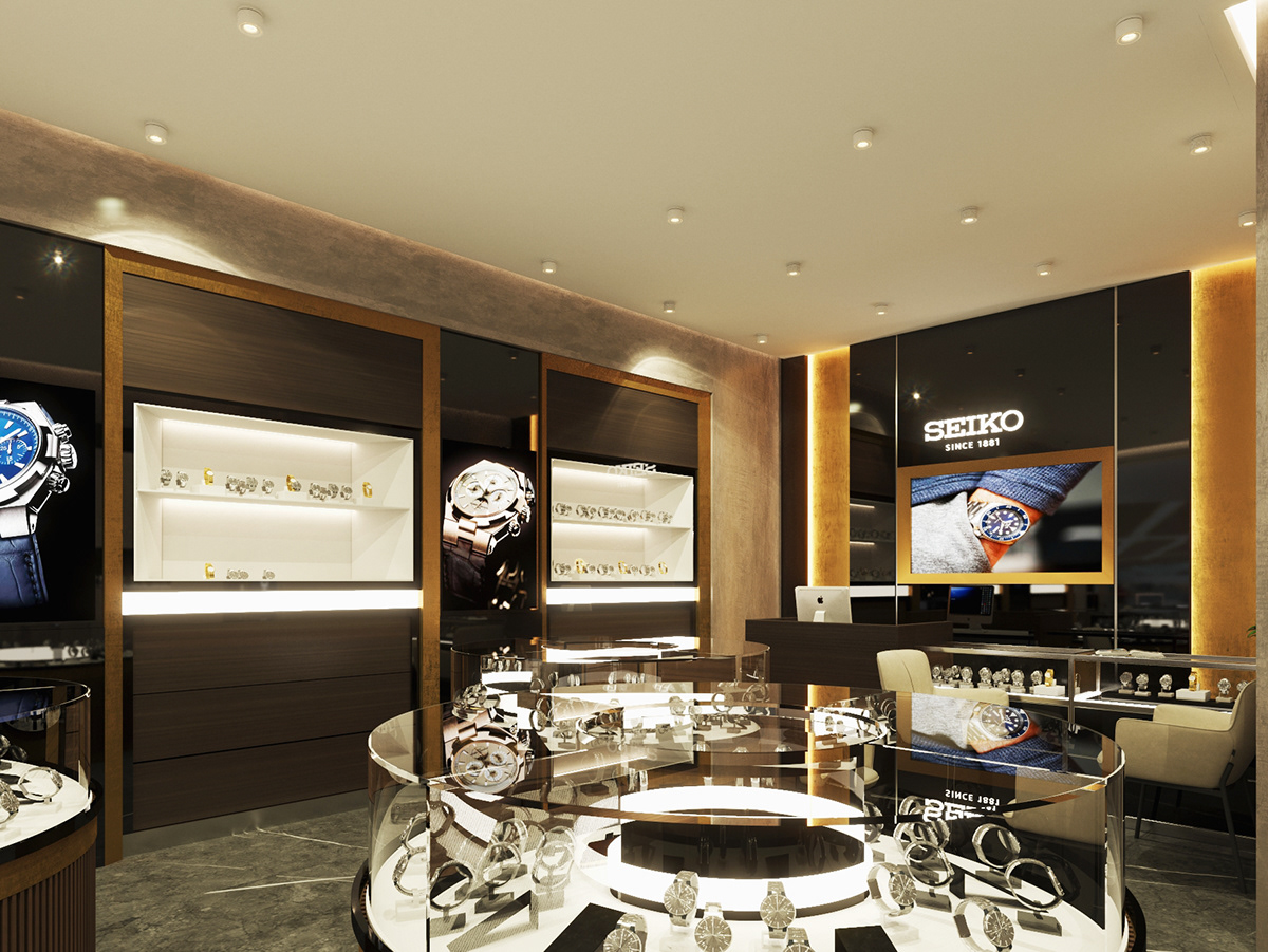 3d modeling 3ds max architecture design boutique Interior interior design  modern shop store visualization