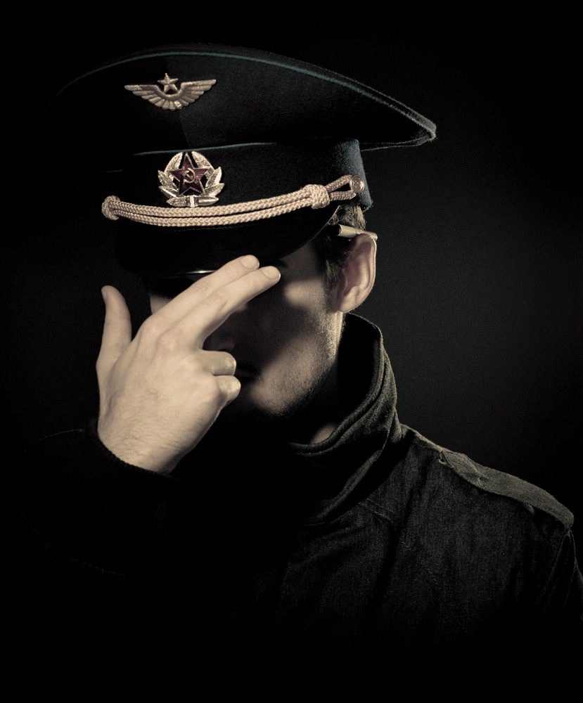 Soviet  communist  solder  captain  officer  portrait  mean  tough communism  official