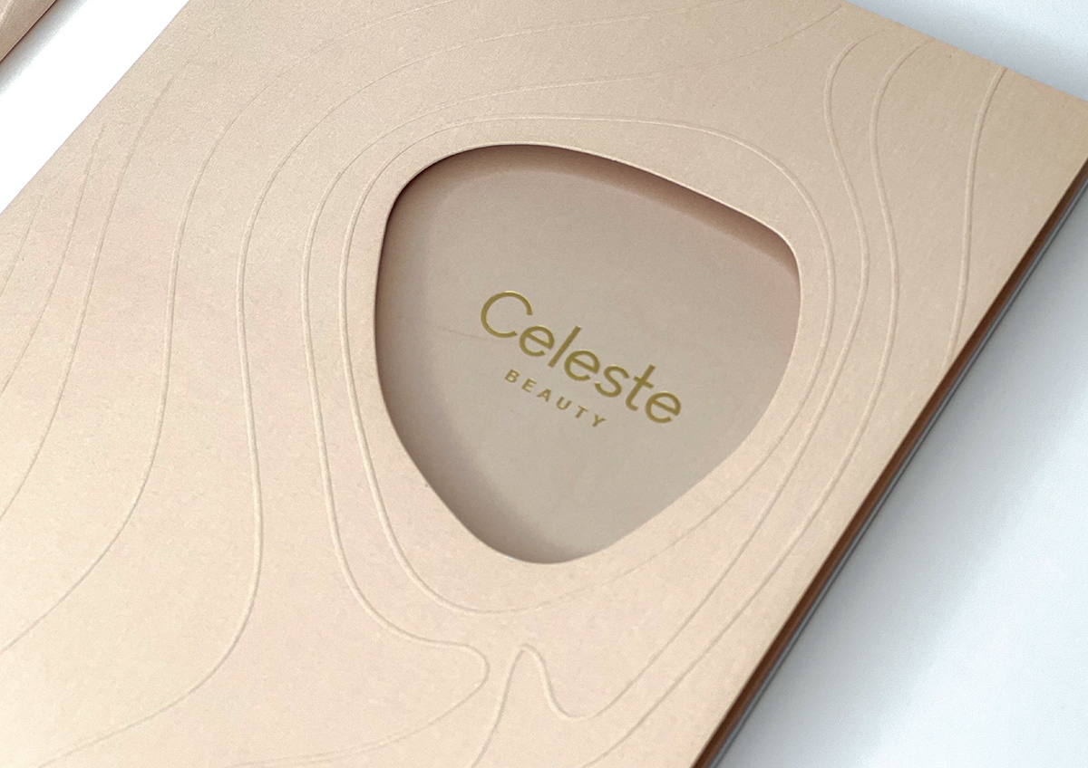 Planner book editorial layout design for Celeste Beauty Wellness brand identity art direction
