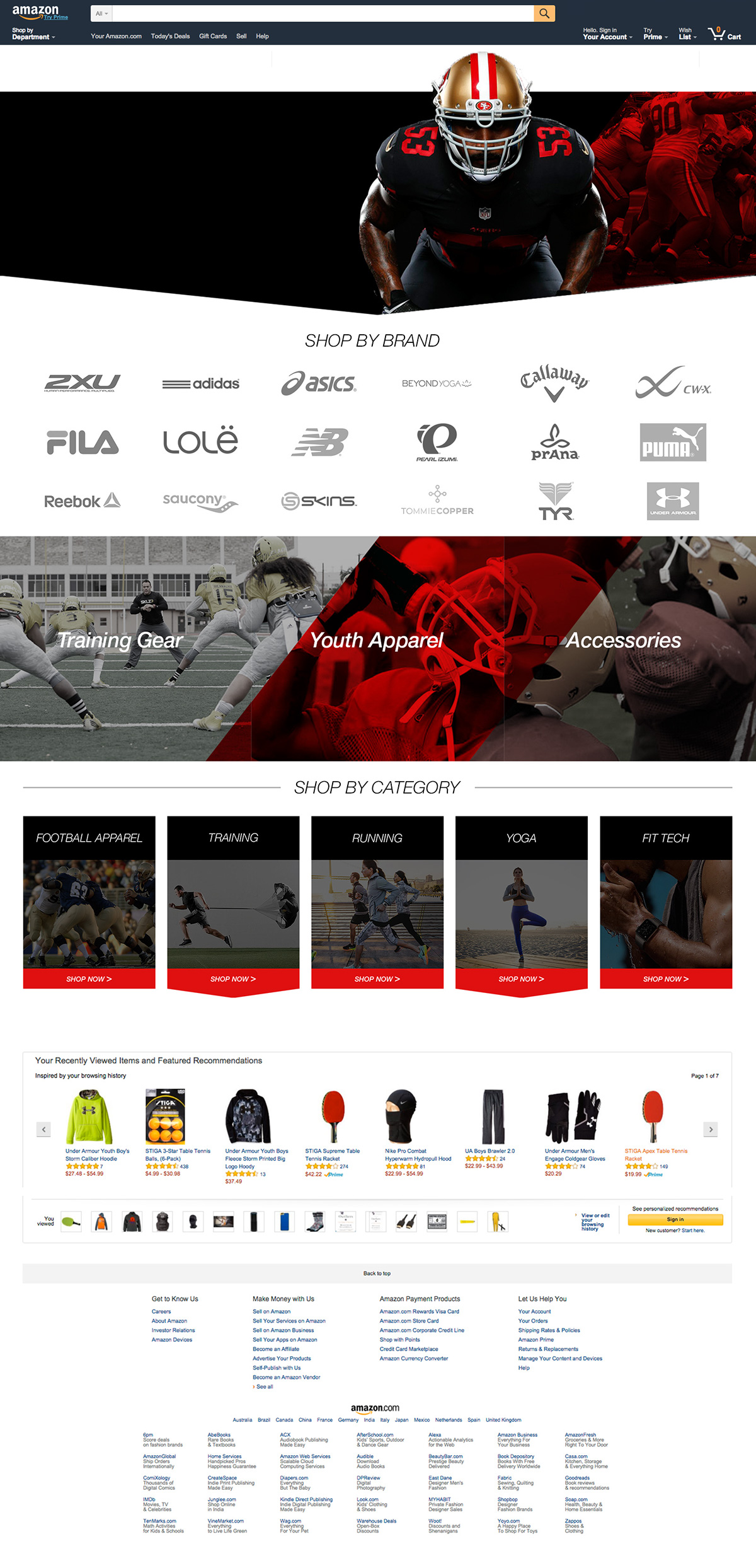 Amazon sports fitness baseball football 49ers Webdesign Mockup seattle concept