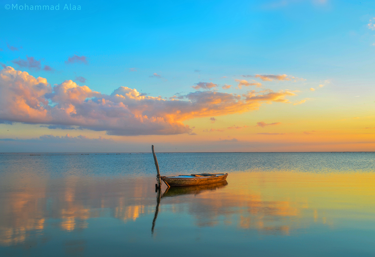 egypt lake Beautiful charming Boats fishing water SKY clouds sunset Sunrise Nikon D5100