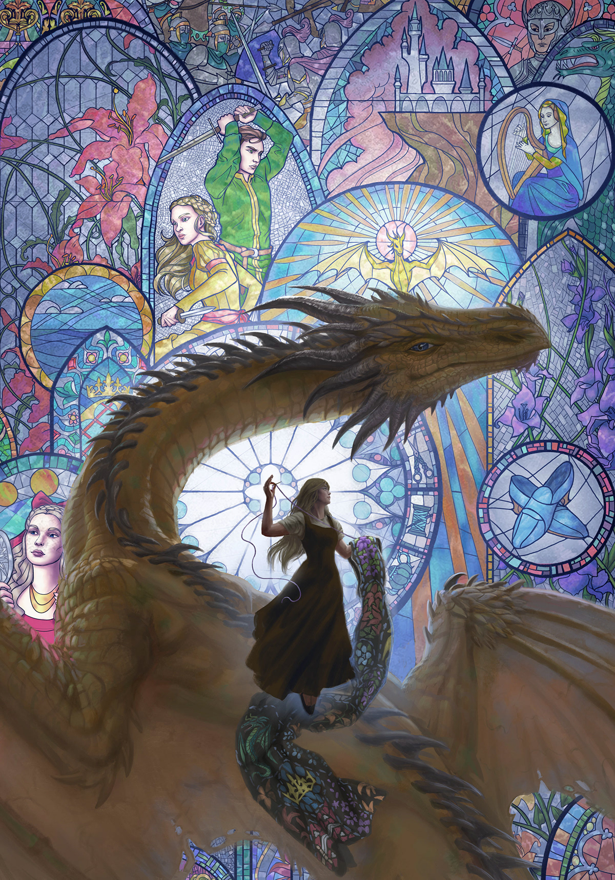 digital painting dragon dragon slippers fantasy fantasy art fantasy illustration Imaginative Realism stained glass